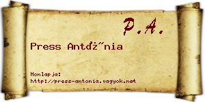 Press Antónia névjegykártya